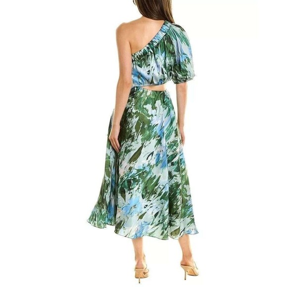 Monique Lhuillier One Shoulder Cutout Maxi Dress  Size 10 - Picture 3 of 9